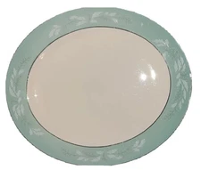 Cavalier Eggshell Romance Turquoise Oval Platter Vintage Homer Laughlin MCM 1960