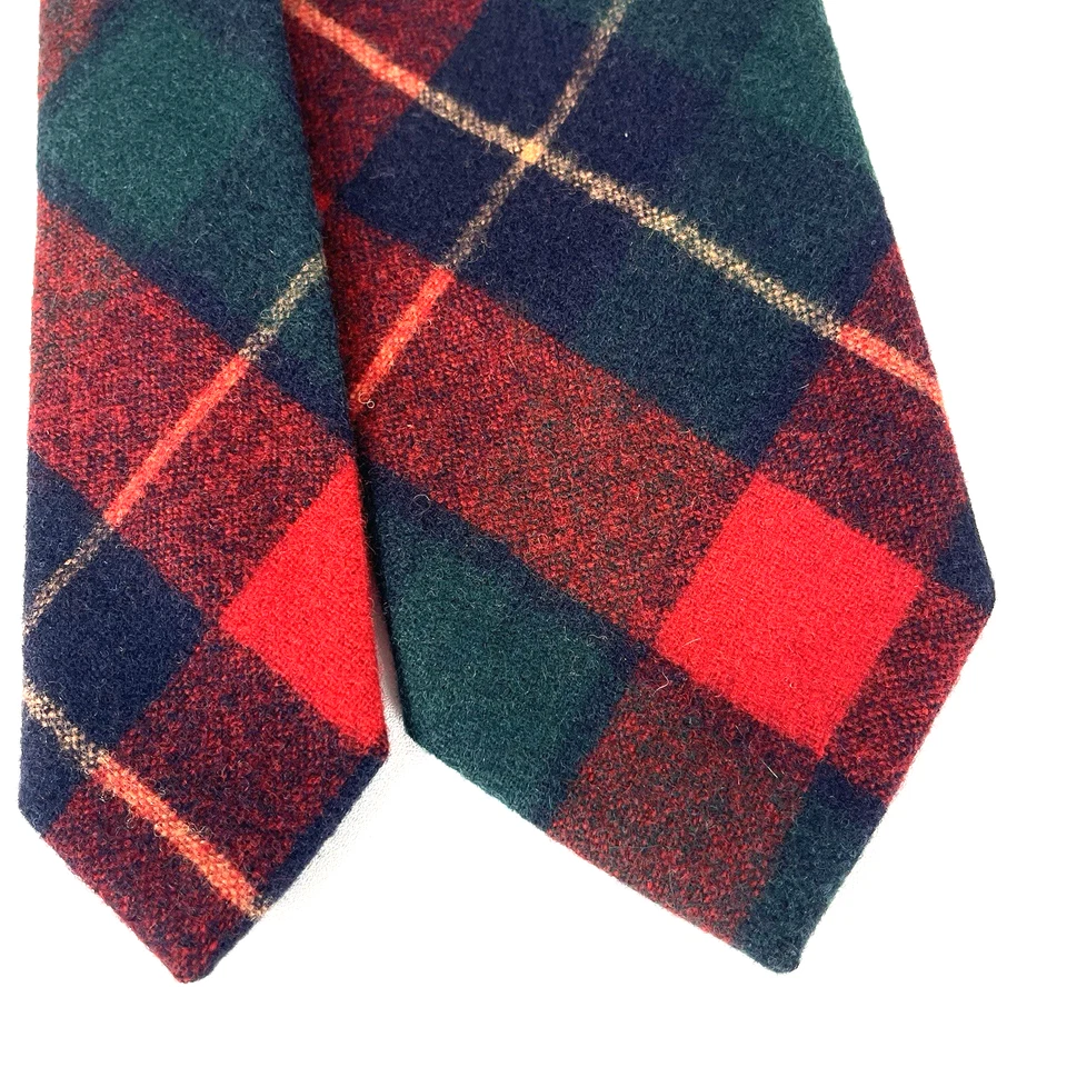 Corbata Pendleton Vintage 100% Lana Virgen Tartán Cuadros Clásica EE. UU. Roja, Azul Verde Foto 4 de 4