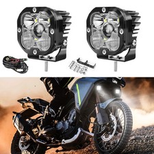 2x 160w 9000lm Led Motorcycle Driving Auxiliary Spot Light Fog Lamp White Wire