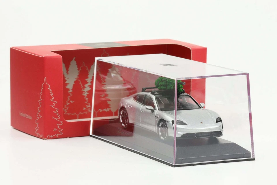 Albero di Natale 1:43 Porsche Taycan Turbo S Dolomitsilber x-Mas Minichamps Wap - Immagine 4 di 4