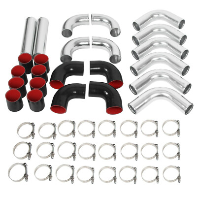 12pcs 2.5'' Intercooler Piping Kit + T-Bolt Clamps + Silicone Coupler Universal 