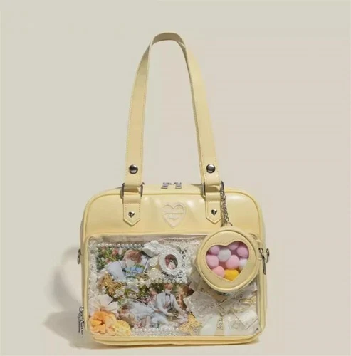 Lolita transparent PU ItaBag shoulder bag handbag JK uniform mailman bag- - Picture 21 of 30