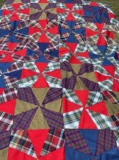 VIntage GRANDMA'S QUILT Hand Stitched Windmill Pinwheel Amish Country sj7m56