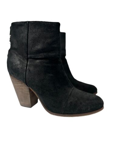 Rag & Bone Boots Womens size 41 US 10 Leather Newbury Black Suede Ankle booties - Picture 2 of 11