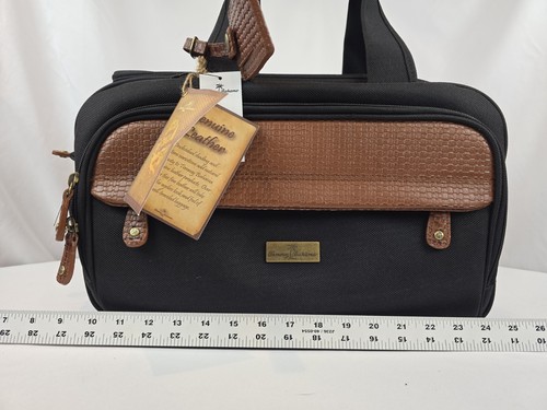 NEW Tommy Bahama Essentials Gadget Travel Duffel Bag Luggage Leather Black - Picture 12 of 13