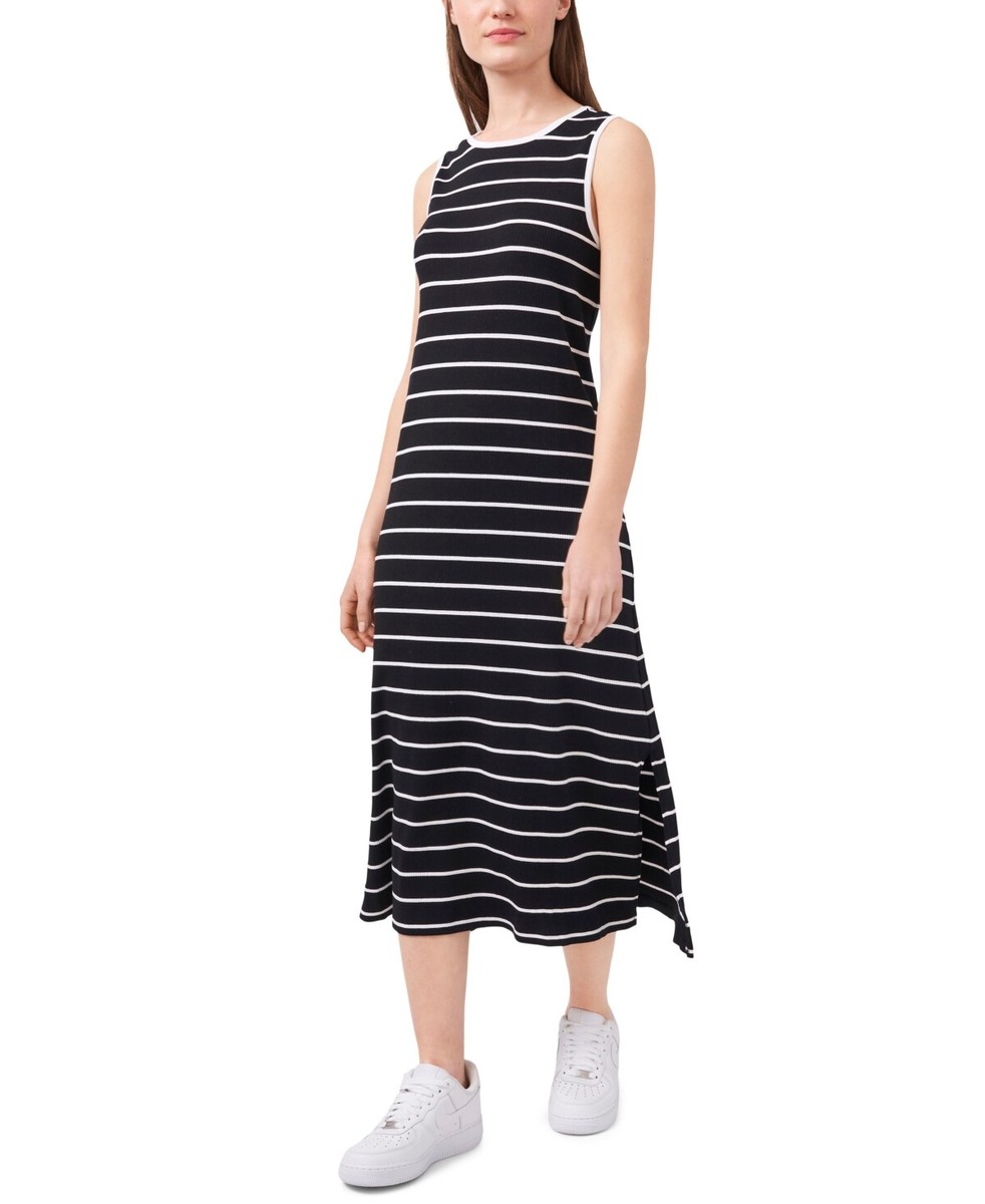 Riley & Rae Striped Midi Dress, Created for Macy's - Rich Black - Size Xs