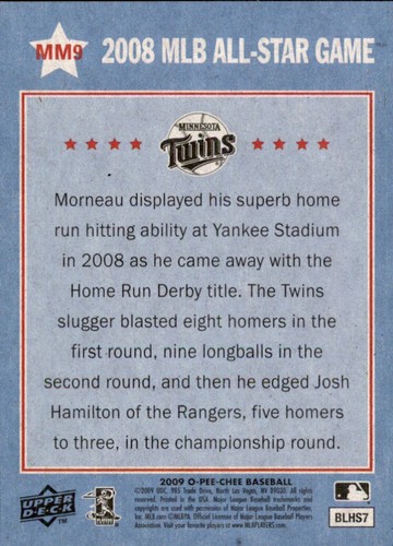 2009 O-Pee-Chee Midsummer Memories #MM9 Justin Morneau - Picture 2 of 2