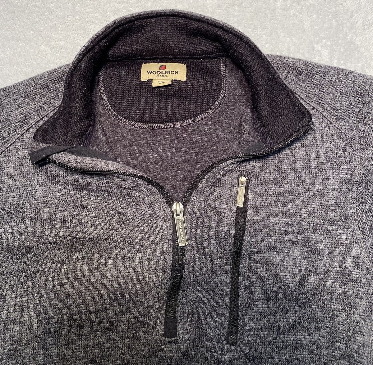 WOOLRICH 1/4 Zip Gray Pullover Sweater Men's Size Medium RN#137013