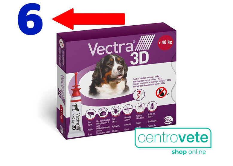 Vectra 3D CANE 3 / 6 / 9 Pipette - Antiparassitario Spot-on per CANI oltre 40kg: 3 CONFEZIONI/XL/Oltre 40 kg/Adulto img 1
