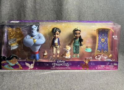 Disney Princess Jasmine, Genie, & Aladdin Doll Petite Deluxe Gift Set NIB
