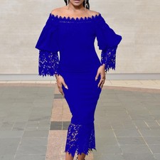 Women Sexy Off Shoulder Lace Prom Gown Mermaid Maxi Dresses Cocktail Party Dress