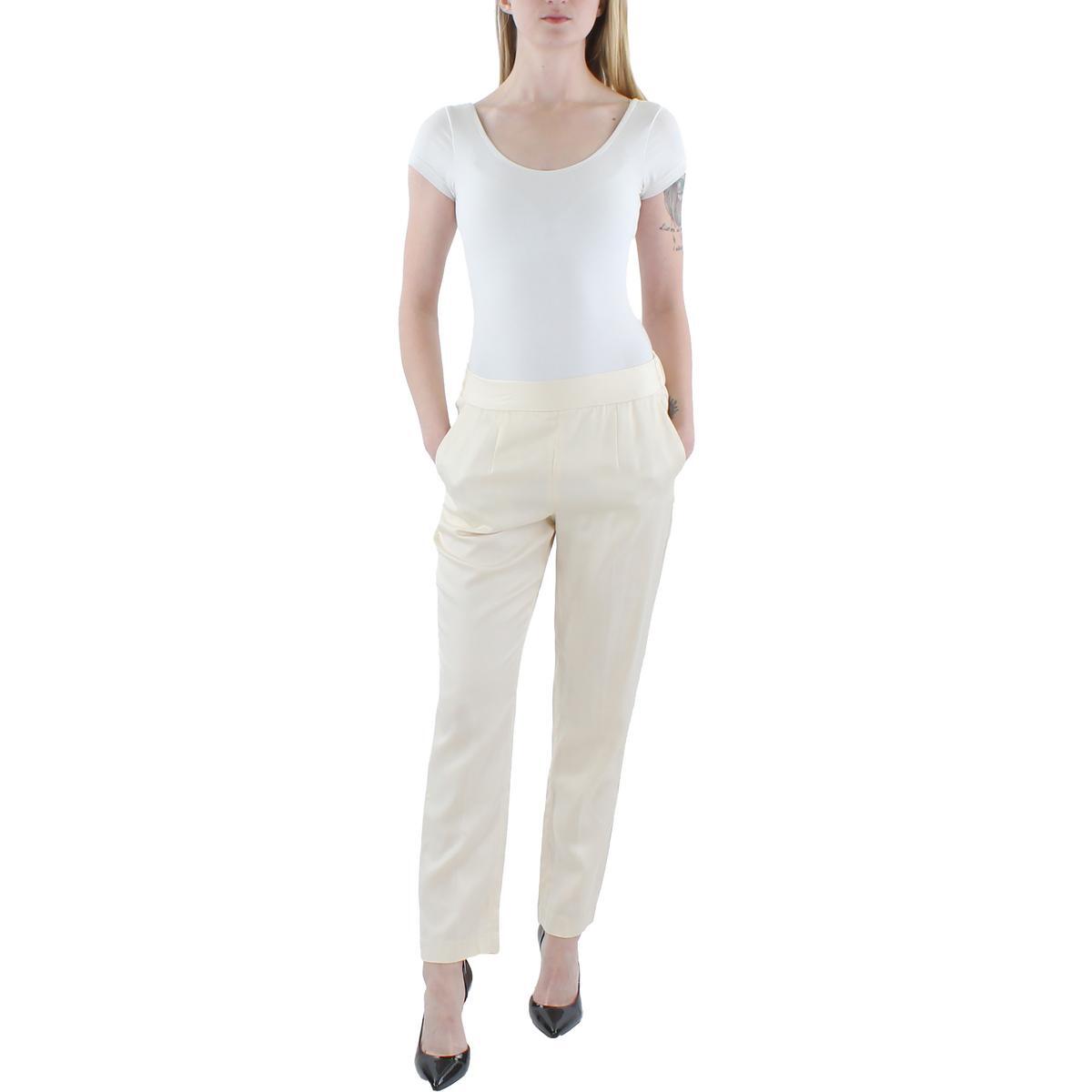 Женские офисные брюки Tencel цвета слоновой кости T Tahari с прямыми штанинами XS BHFO 0503