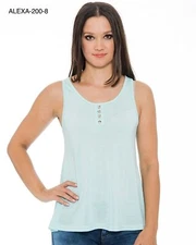 True Rock Women's Button Detail Fitted Tank Top - Colors