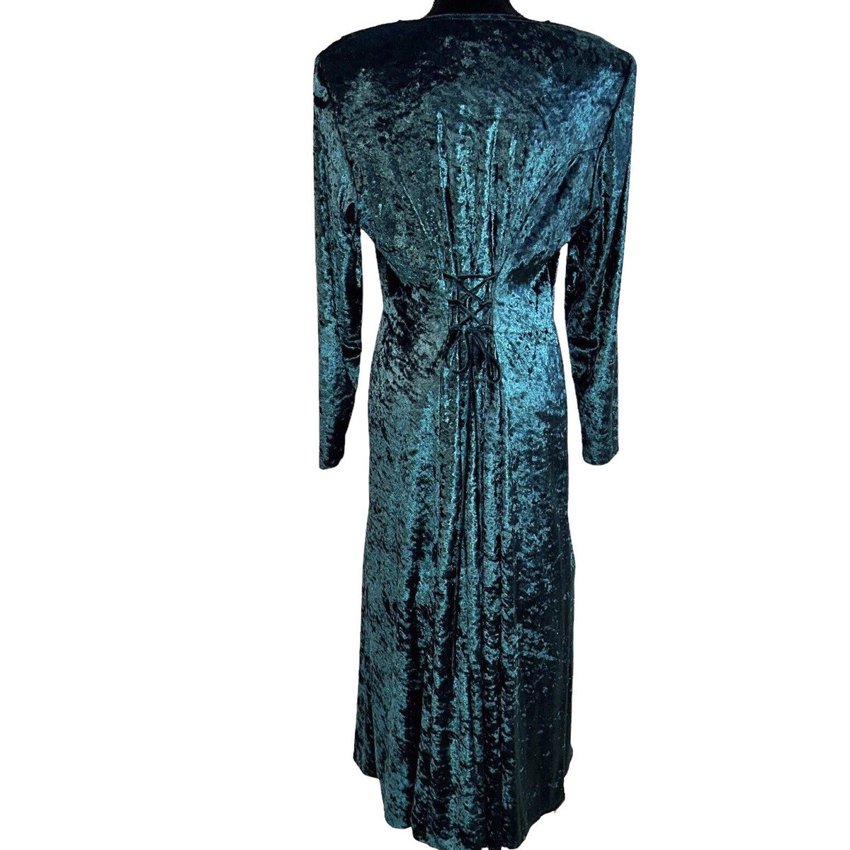 Vintage Brett Alixander Green Velvet Midi Dress 16 Button Front