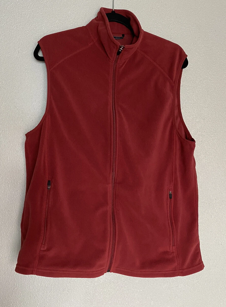 L.L.Bean Men's Red Fleece Vest Mock Neck Size Medium