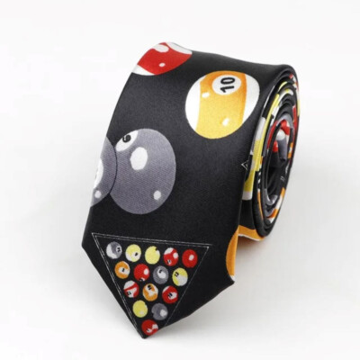 Unisex Neuheit Kostüm Billard Poolfarbe Snooker Ball dünne Krawatte Neu