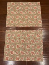Vintage Pottery Barn Standard Floral Paisley Pillow Shams Pair Cottage Tan Pink