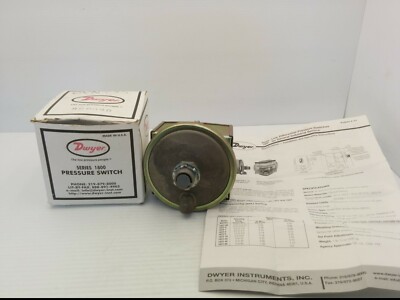 DWYER 1823 PRESSURE SWITCH, SERIES 1800, 10 PSI, 15A., 125 240 480VAC, NIB