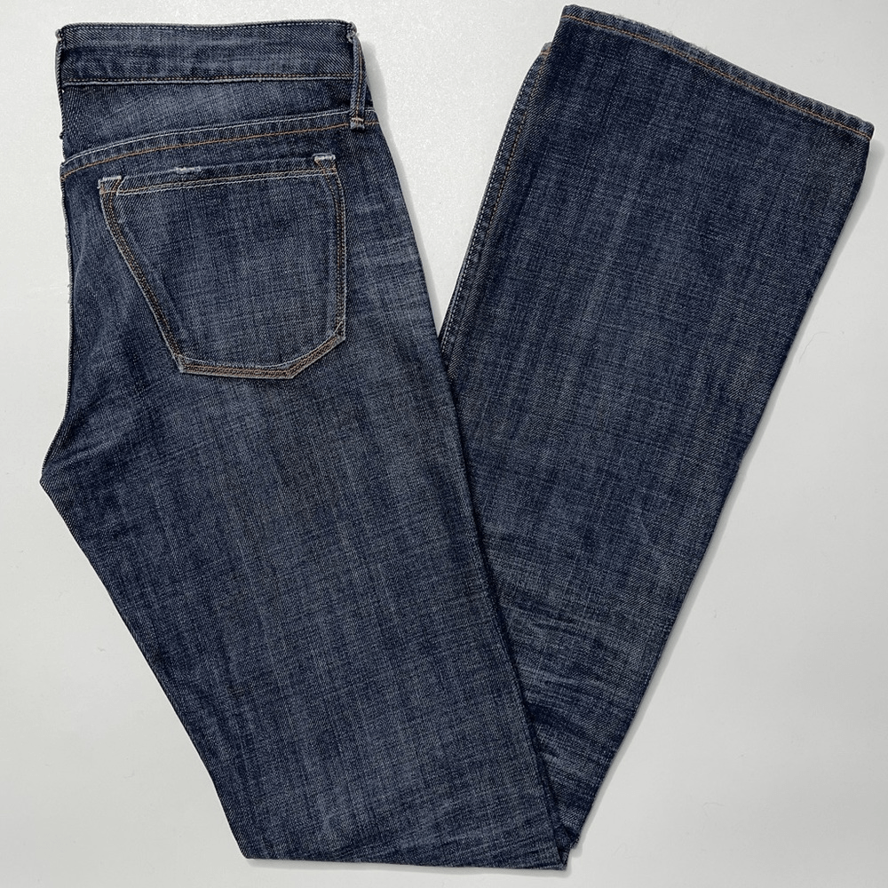 【Anyone more】Eiffel Low Bootcut Washed Denim Pants Earnest Sewn Hefner 06 Low Rise Bootcut Jeans (Dark Maz