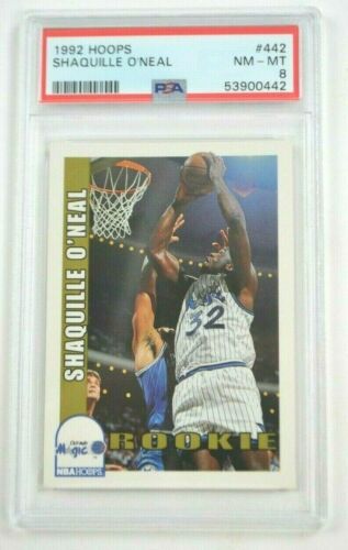 SHAQUILLE O'NEAL 1992 Hoops Rookie RC # 442 NM-MT PSA 8