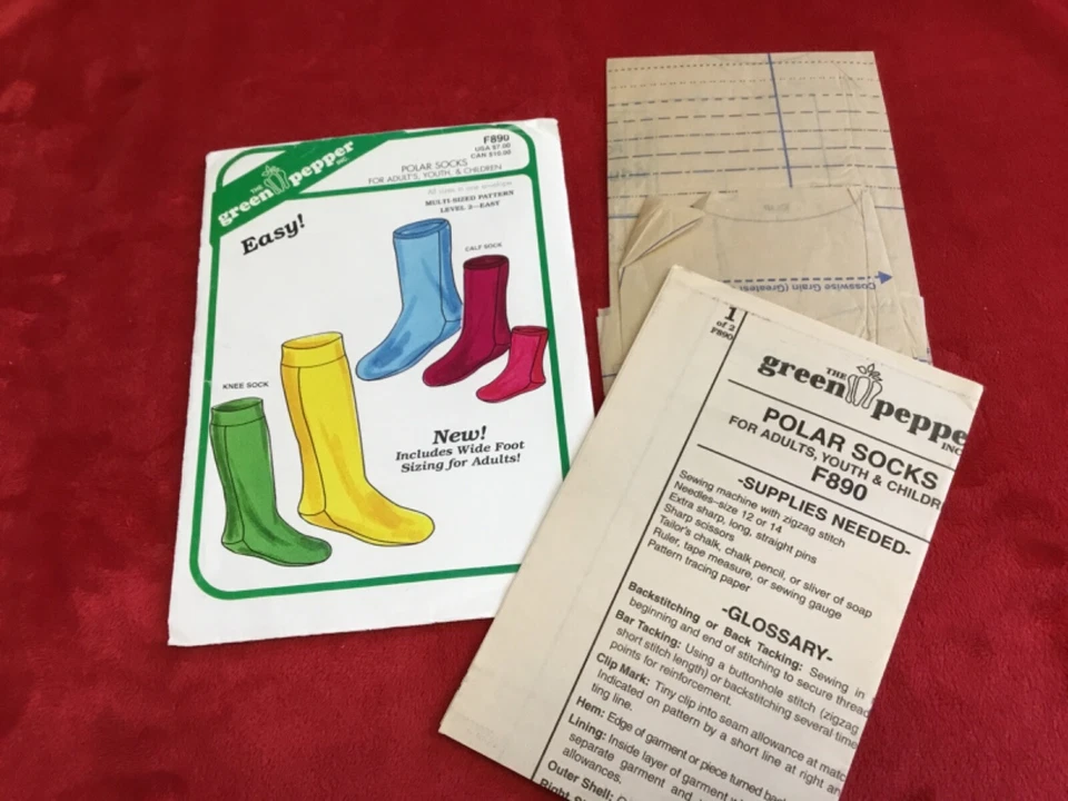 Green Pepper Patterns - Polar Socks - Insulated Booties - Multi-Sized UNCUT - Image 3 of 4