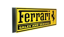 Ferrari Sales and Service Metal Sign, Banner Style