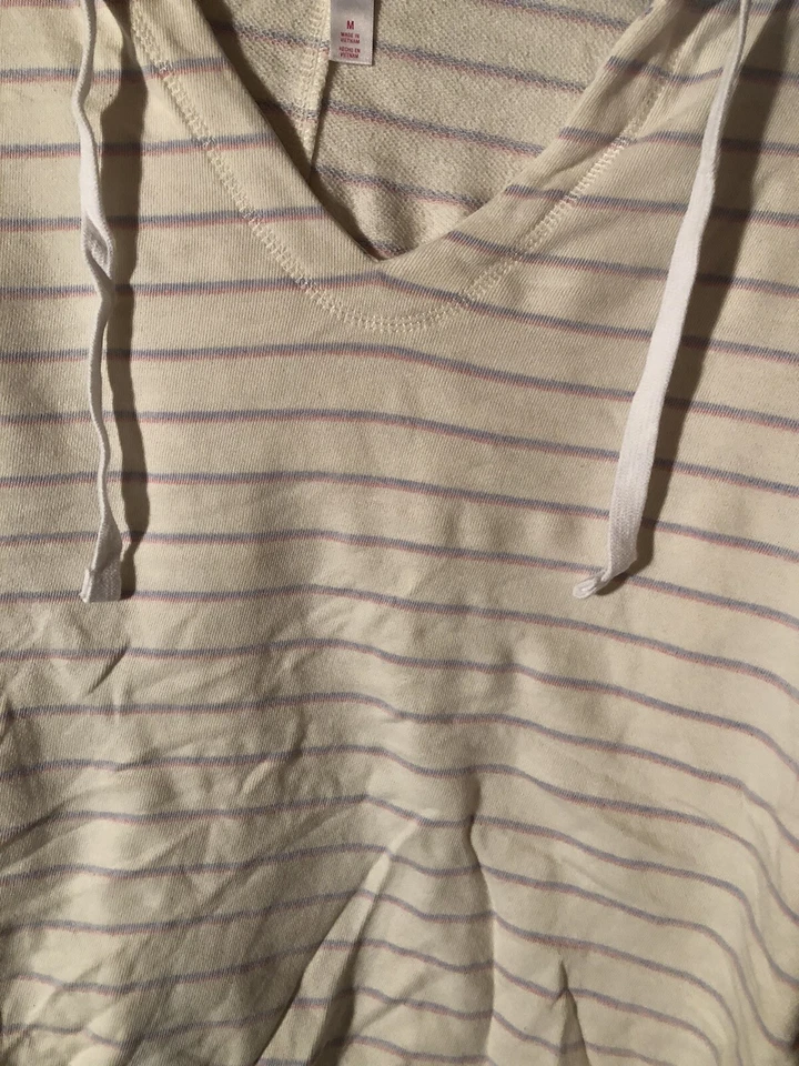 Nueva sudadera crema con capucha a rayas con etiquetas para mujer - Xhilaration talla grande Foto 3 de 4