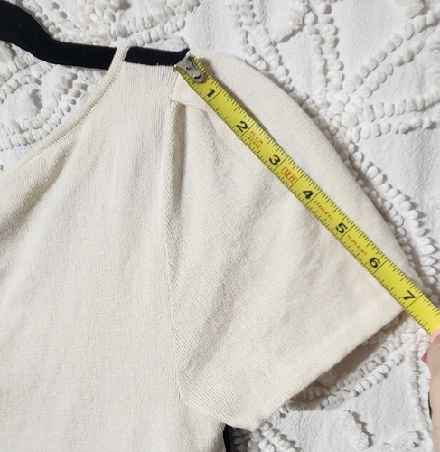 Anthropologie HWR Sweater Womens S Cream Black Rainbow Geometric Officecore Fem - Picture 10 of 11