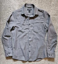 NORDSTROM Men's Dark Gray Tech-Smart Trim-Fit Button-Up Long Sleeve Shirt Medium