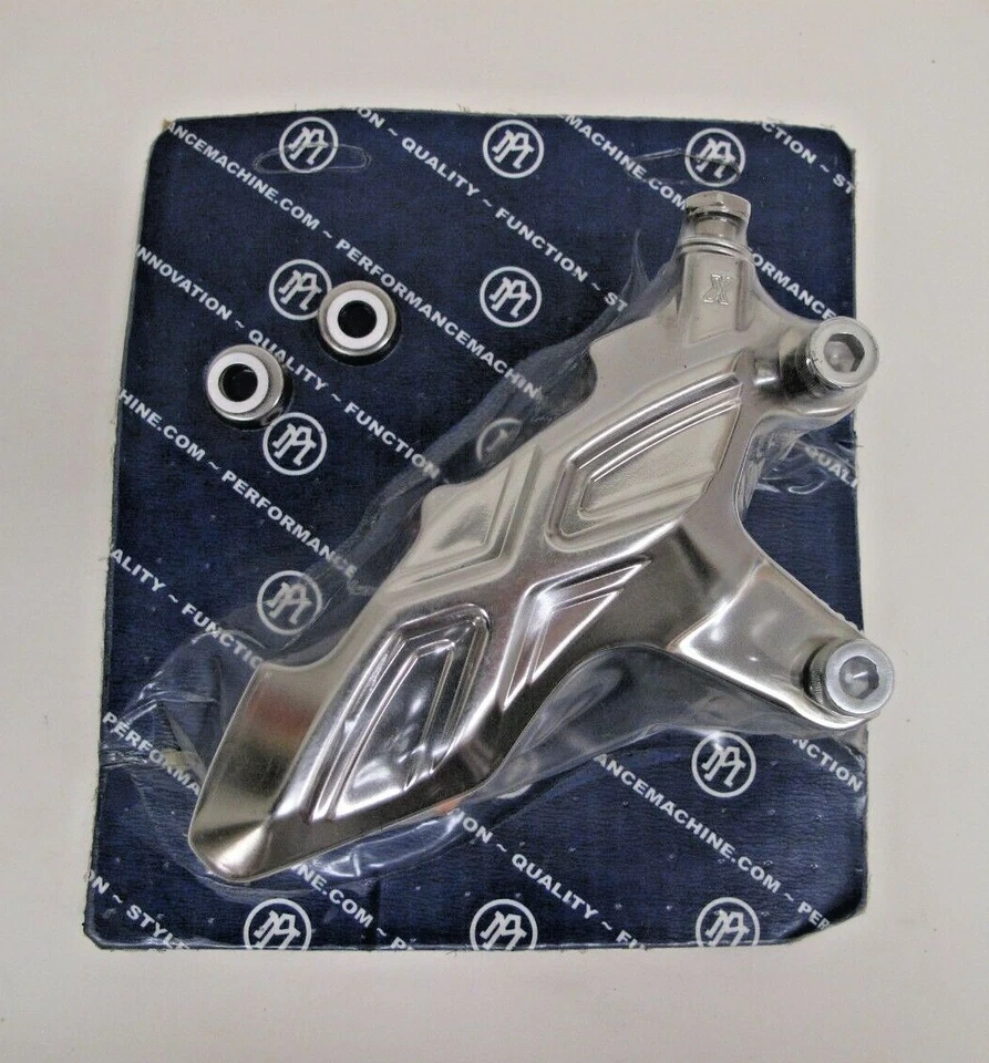 PERFORMANCE MACHINE 6-PISTON CHROME FRONT BRAKE CALIPER RIGHT 13" ROTOR 2000-UP - Image 3 of 4