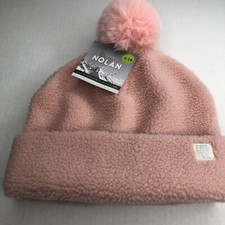 nolan NYC originals Girl  s 4-14 winter hat pink Fuzzy Pom Pom Sherpa