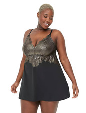 Lane Bryant New With Tags Black with Foil Lace Trim Slip/Sleepwear Size 22-24W