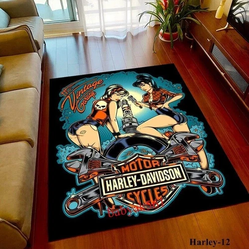 2026 Retro Motorrad Harley SKUll Racing Teppich Fußmatte Wohnzimmer Schlafzimmer - Bild 35 von 35
