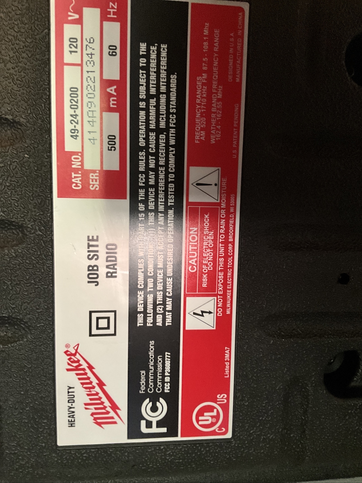 Milwaukee Job Site Radio Rockford Fosgate AM FM 49-24-0200 Mint 🔥