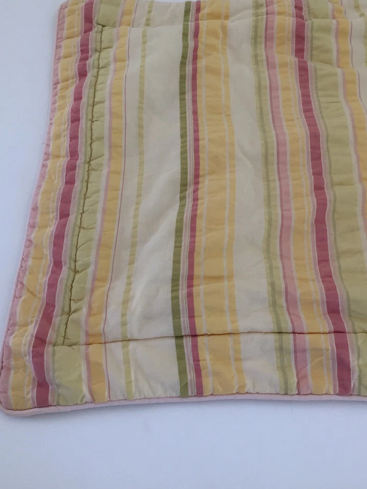 Almohada acolchada a rayas Croscill Home amarillo rosa verde algodón falso 27" x 21" estándar Foto 3 de 4