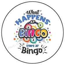 WHAT HAPPENS AT BINGO STAYS AT BINGO ENVELOPE SEALS LABELS STICKERS PARTY FAVORS