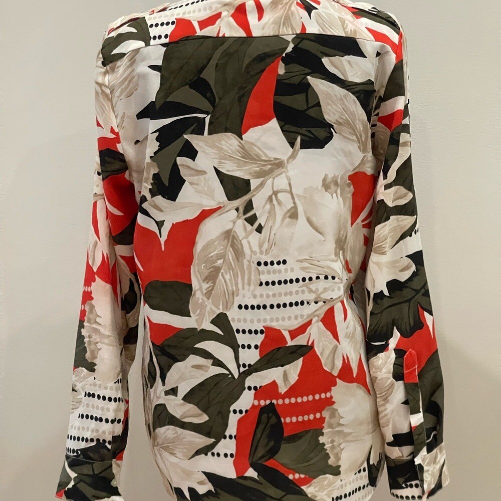 Calvin Klein S V Neck Button Down Patterned Blouse - image 5