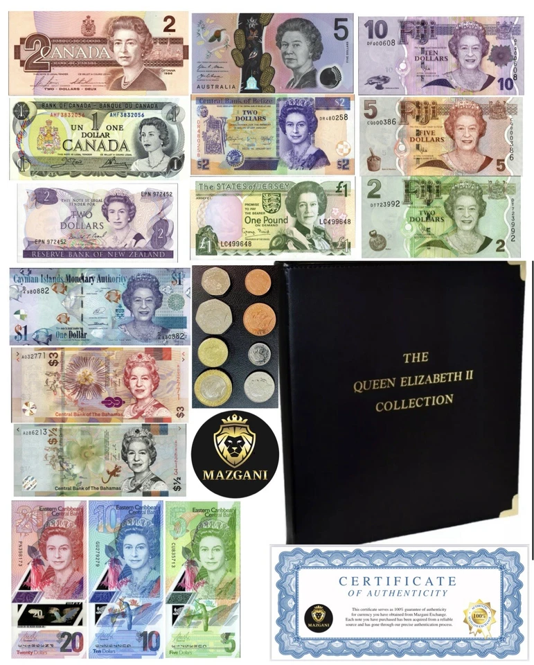 Queen Elizabeth II, 23 PCs Banknote/Coin Album Set, UNC Currency Gift Set - Image 2 of 4