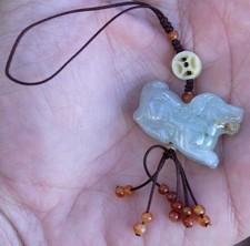 Authentic Hand Carved Natural Jade Stone Dog Zodiac Charm
