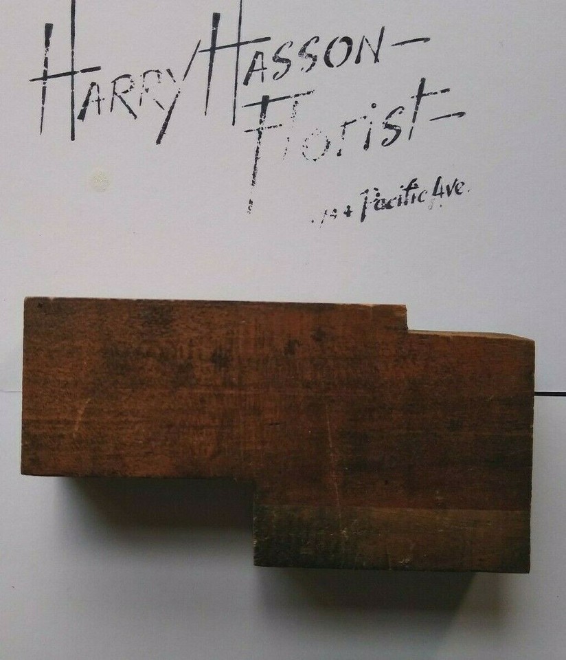 Harry Hasson Florist Printer Block Ink Stamp Letter Press Vintage