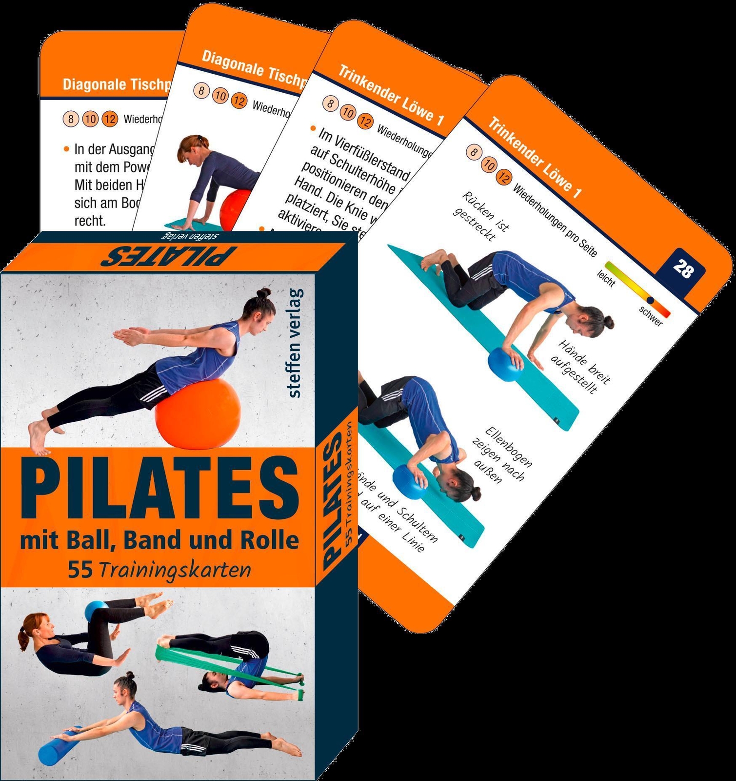 Thumbnail - Trainingskarten: Pilates Mit Ball, Band Und Rolle 55 Trainingskarten