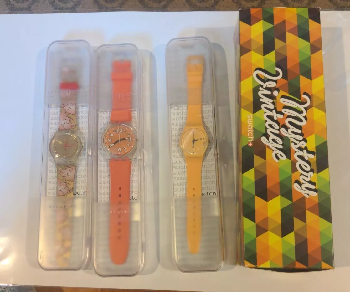 VINTAGE SWATCH MYSTERY 3 WATCH SET NEW IN BOX SZS003