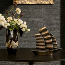 Metal Sailboat Ornament Metallike Abstract Ship Decor Polished Surface