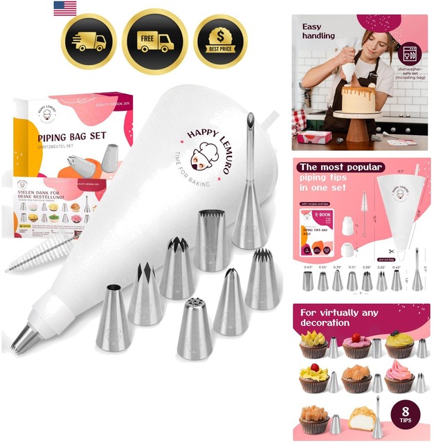 Piping bag with a long narrow tip