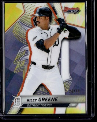 RILEY GREENE 2025 BOWMAN'S BEST YELLOW REFRACTORS 24/75 DETROIT TIGERS #59