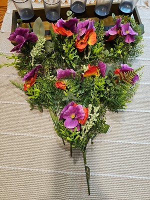 9 NEW 12'' SPRING SUMMER ORCHID Floral Pick Decor Purple Orange Flower FREE SHIP 