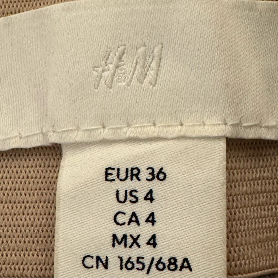 Pantalones de carrera H&M tostados tiro alto pierna recta caqui pantalones talla 4 b55 Foto 2 de 4