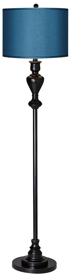 Современный напольный светильник черный бронзовый синий барабанный абажур для гостиной читальной спальни - Изображение 2 из 4