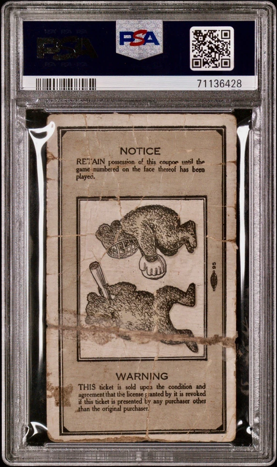 SERIE MUNDIAL 1932 JUEGO 3 “BABE RUTH LLAMADO TIRO” BOLETO RUTH 2HRS/GEHRIG 2HR PSA Foto 3 de 4