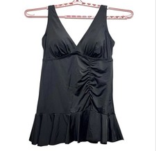 Swim Dress Sz 16 Women's Black Soft Cup Ruffle Hem Ruched New Swimsuits For All